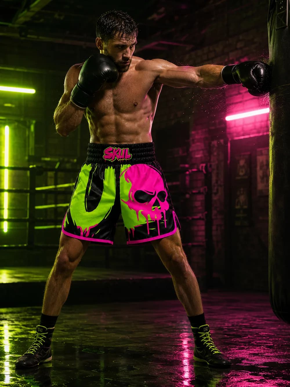 Neon Decay boxing shorts by Phantom Republic — view 1 of 3